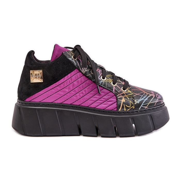 Sneakers in pelle sulla piattaforma Maciejka 06767-15 Fucsia nero