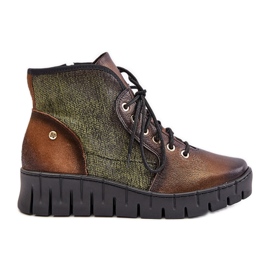Stivaletti con zeppa e plateau in pelle Maciejka 06702-09 Verde e Oro