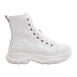 Sneakers isolate in pelle su un'enorme piattaforma Big Star OO274A598 Bianco