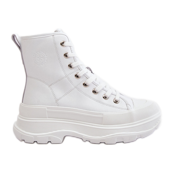 Sneakers isolate in pelle su un'enorme piattaforma Big Star OO274A598 Bianco bianca
