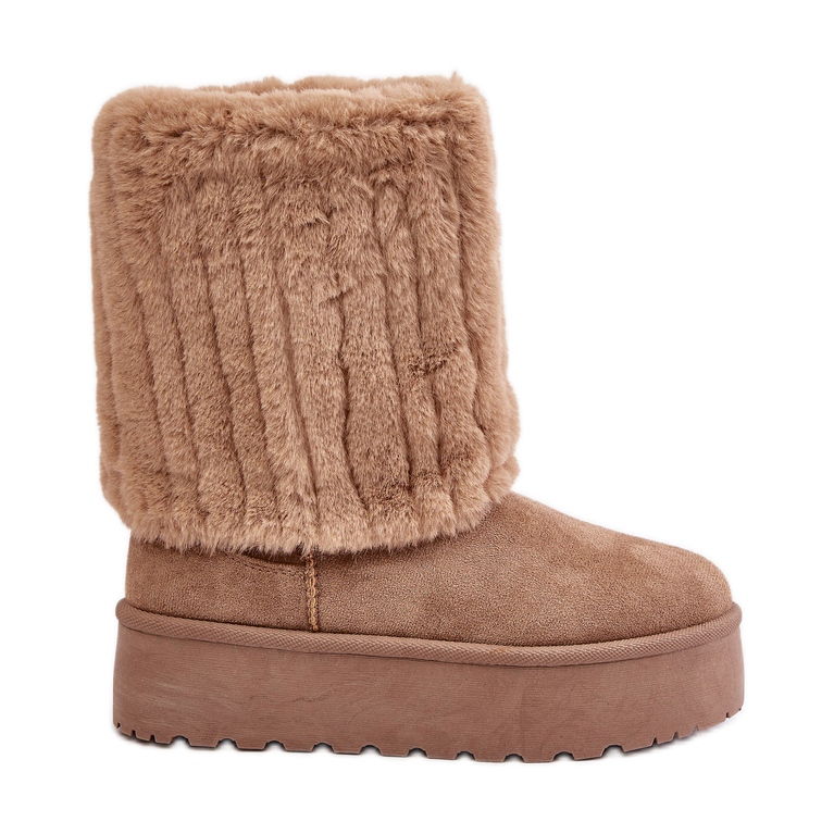 Stivali da neve con plateau Lisonea beige con tomaia risvoltata