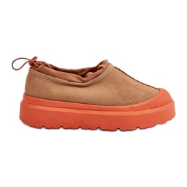 Stivali da neve con plateau Camel Izamine da donna con tomaia bassa marrone