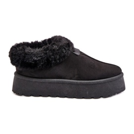 Doposci bassi con pelliccia sul plateau, Eco suede, Neathoria nera nero