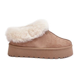 Doposci con tomaia bassa con pelliccia sul plateau Eco suede Dark Beige Neathoria