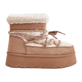 Stivali da neve beige con plateau Izathiel con allacciatura