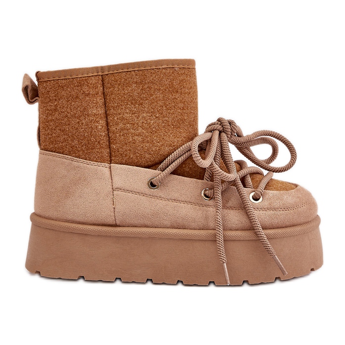 Stivali da neve Mavora marroni con allacciatura su piattaforma beige