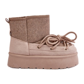 Stivali da neve Mavora beige con allacciatura sulla piattaforma