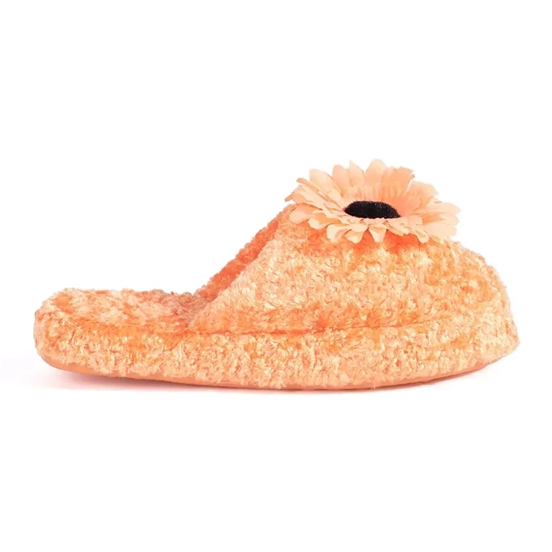 Pantofole per bambini arancioni con fiore decorativo arancia