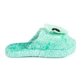 Pantofole verdi per bambini con fiore decorativo verde