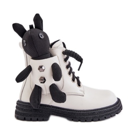 Stivali per bambini isolati in pelle con cerniera e orsacchiotto Vinceza 36261 Bianco bianca