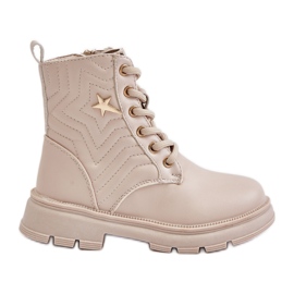 Stivaletti per bambini isolati con cerniera in ecopelle, Beige Liotira