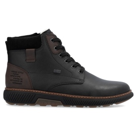 Stivaletti isolanti da uomo in pelle impermeabili, neri Rieker B3343-00 nero
