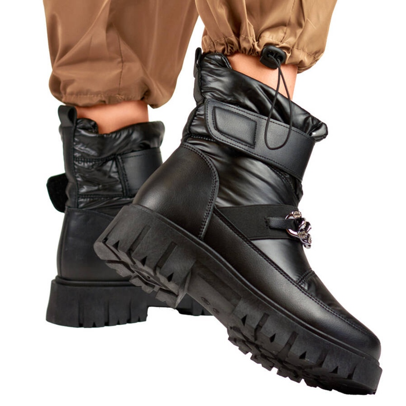 Doposci da donna con catena in velcro, neri JH-5B nero