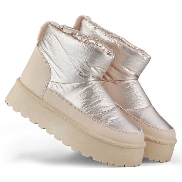 Doposci da donna su plateau, beige e oro J2-38-BR