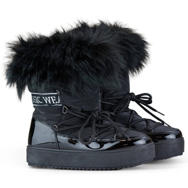 Doposci da donna con pelo, neri 5705-1B nero