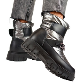 Doposci da donna con catena e velcro, argento metallizzato JH-5SI