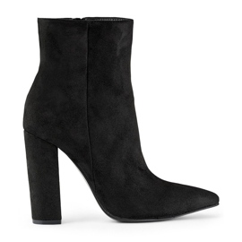 Stivaletti da donna in camoscio con tacco a punta, nero D7959B