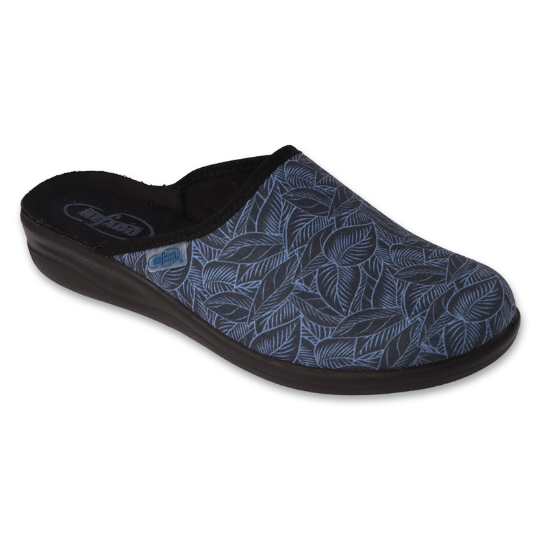 Ciabatte da donna Befado con motivo vegetale, PU 551D003, blu/nero