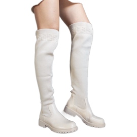 Stivali lunghi beige con tomaia elastica Juanra