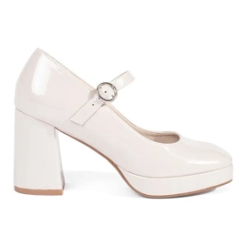 Seastar Scarpe da donna con tacco alto in vernice beige e fibbia