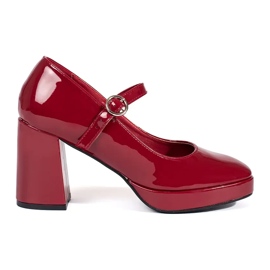 Seastar Scarpe da donna con tacco alto in vernice rossa e fibbia rosso