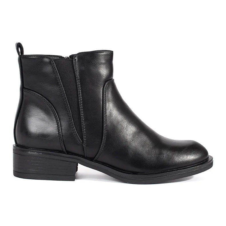 Stivaletti Chelsea neri da donna con tacco basso nero