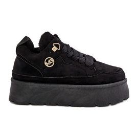 Sneakers da Donna Foderate in Pelliccia sulla Piattaforma Velaririsea Nera nero