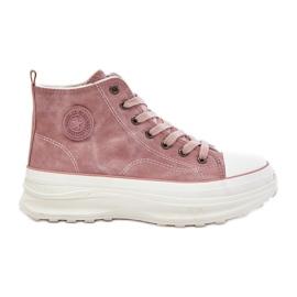 Scarpe da ginnastica isolate da donna sulla piattaforma Big Star OO274071 Rosa
