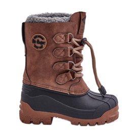 Stivali da neve per bambini alti e caldi con coulisse Lee Cooper LCJ-24-44-2842K Marrone