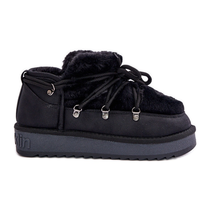 Stivali da neve bassi con plateau e pelliccia D.Franklin DFSH370011 Nero