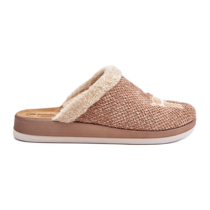 Ciabatte da Donna Con Renna e Pelliccia Inblu CT000034 Beige