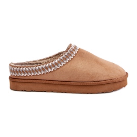 Comode Scarpe da Casa da Donna Pantofole Con Ricamo Inblu FX000021 Cammello beige