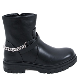 Stivaletti Cindy Black con catena nero