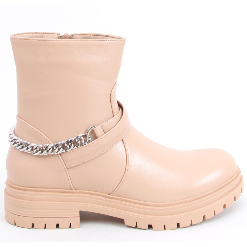 Stivaletti Cindy Nude con catena beige