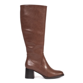 Stivali classici da donna con tacco in pelle marrone di Sergio Leone