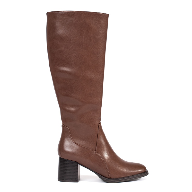 Stivali classici da donna con tacco in pelle marrone di Sergio Leone
