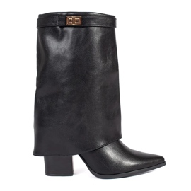 Stivaletti neri eleganti da donna con tacco alto nero