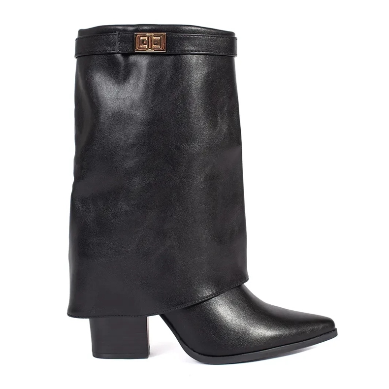 Stivaletti neri eleganti da donna con tacco alto nero