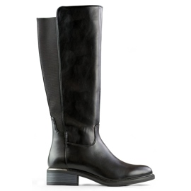 Stivali da donna neri realizzati in ecopelle per l'inverno nero
