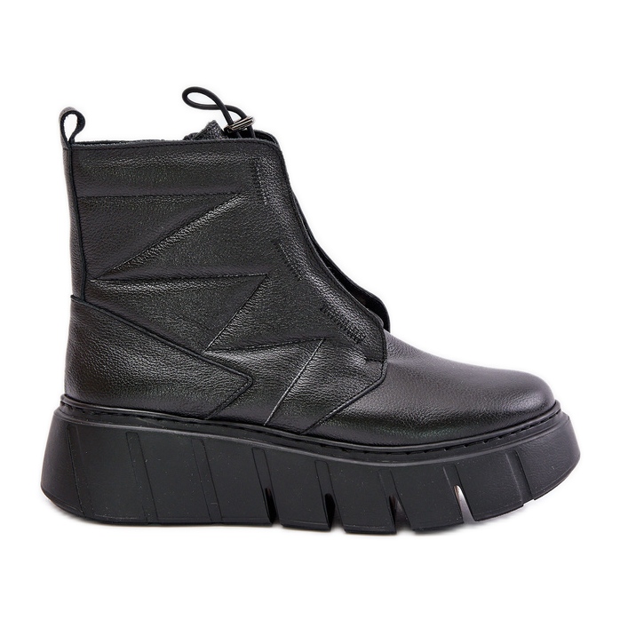 Zazoo 60472 Stivali In Pelle Su Piattaforma E Zeppa Neri nero