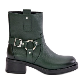 Zazoo 60480 Stivali coibentati in pelle con tacco basso, verde scuro