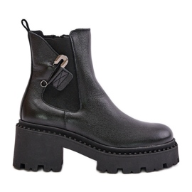 Zazoo 60490 Stivaletti isolati in pelle con decorazione, neri nero