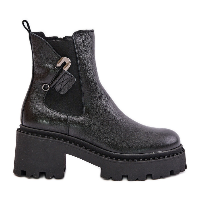 Zazoo 60490 Stivaletti isolati in pelle con decorazione, neri nero