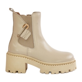 Zazoo 60490 Stivaletti Caldi In Pelle Con Decorazione Beige Chiaro