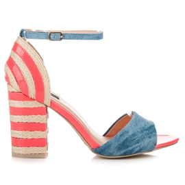 Vices Espadrillas in denim con tacco alto rosa