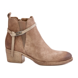 Zazoo 60478 Stivali con tacco alto in pelle scamosciata, isolati, fissati con cerniera, Beige