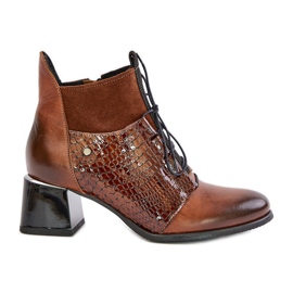 Zazoo 60503 Stivali con tacco alto in pelle marrone