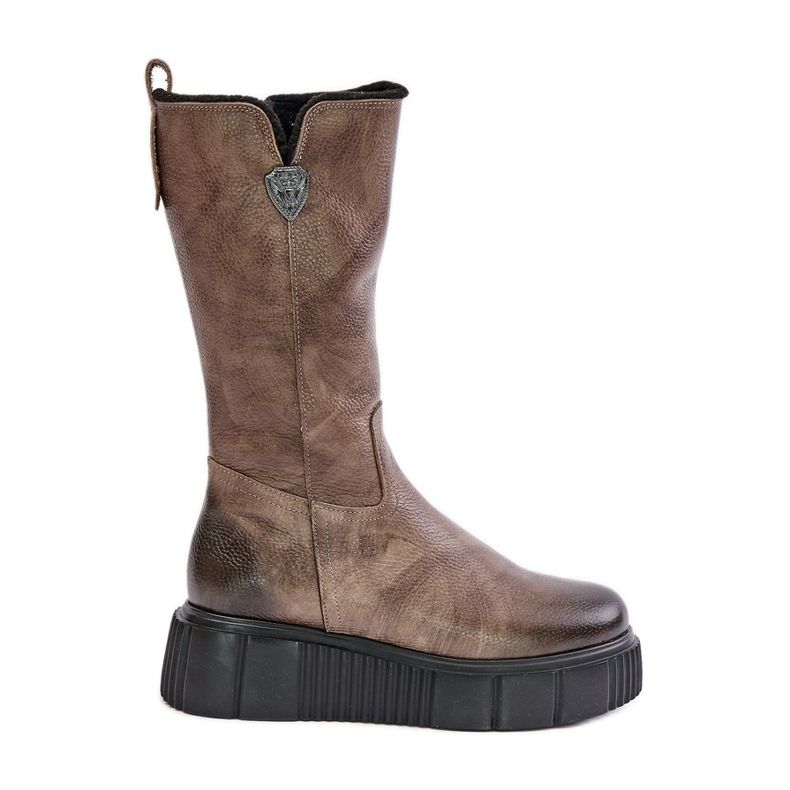 Zazoo 70121 Stivali da donna in pelle marrone con lana