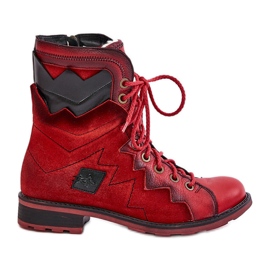 Stivali da donna caldi in pelle con tacco piatto Maciejka 06106-08 Rosso