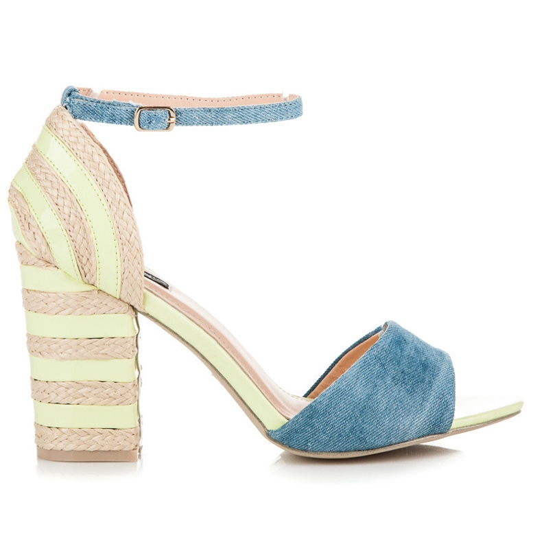 Vices Espadrillas in denim con tacco alto verde